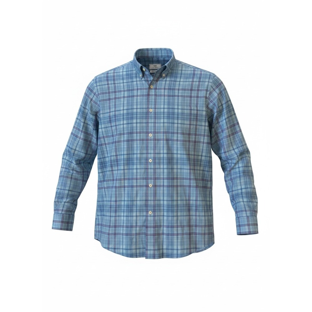Southern Tide Intercoastal brrr Plaid Performance Shirt Medium Blue Nautical